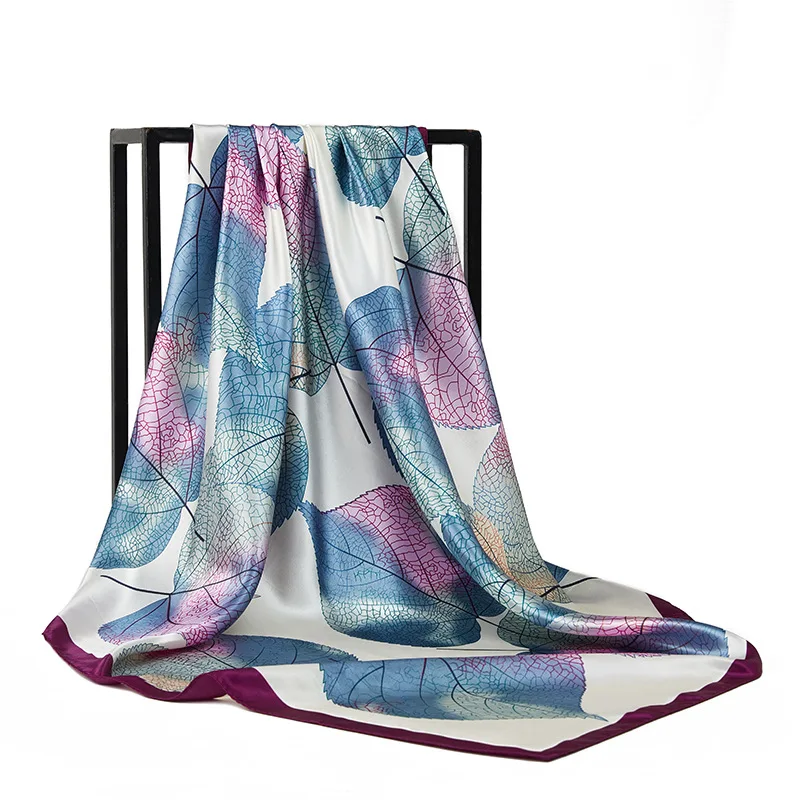1 pçs 90cm padrão de folha de bordo impresso grande lenço quadrado para mulheres fresco e versátil sacos de chapéu roupas cachecóis