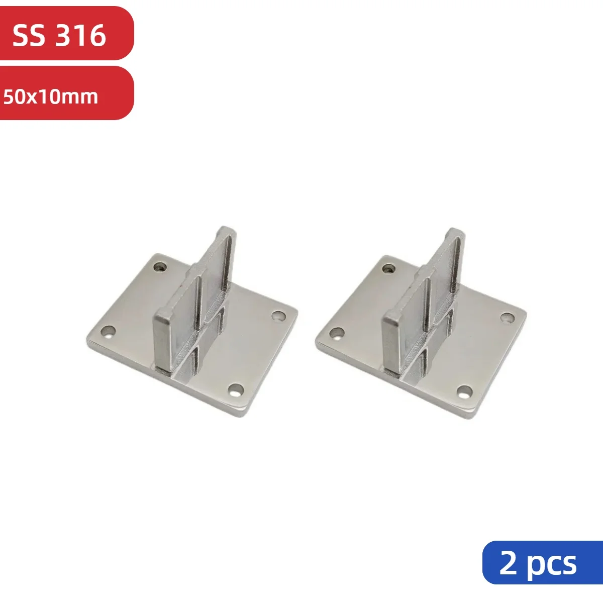 2PCS Stainless Steel Rectangular Handrail Fitting for 50x10mm Stair Railing