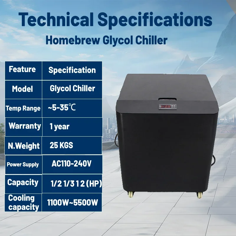 Recirculating 1Hp 2Hp 1/2Hp Air Cooled Used Fermenter Ethylene Glycol Chiller For Beer Home Brewing Machine Equipment Ton