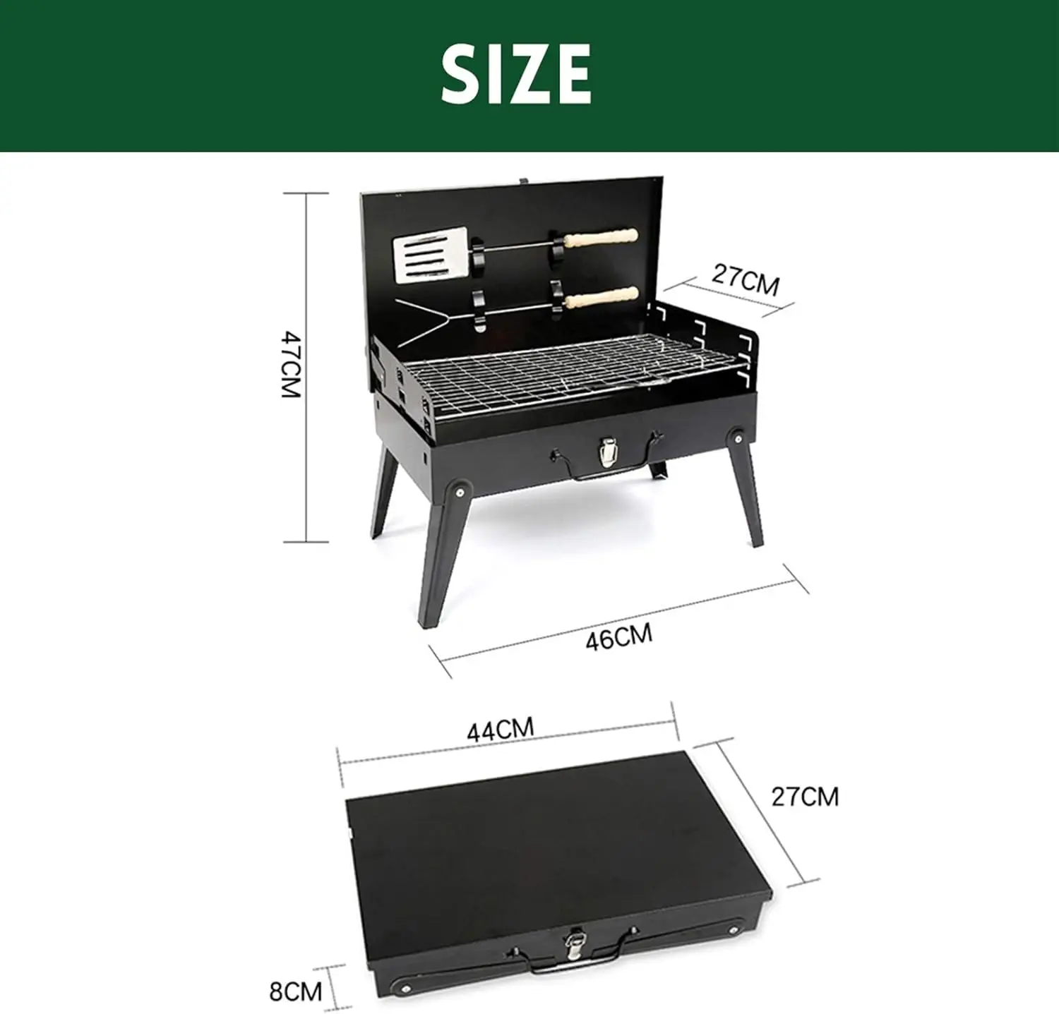 Portable Modern Metal BBQ Grill Foldable Powder Coated for Outdoor Backyard Camping Picnics Space-Saving for Home Commercial Use