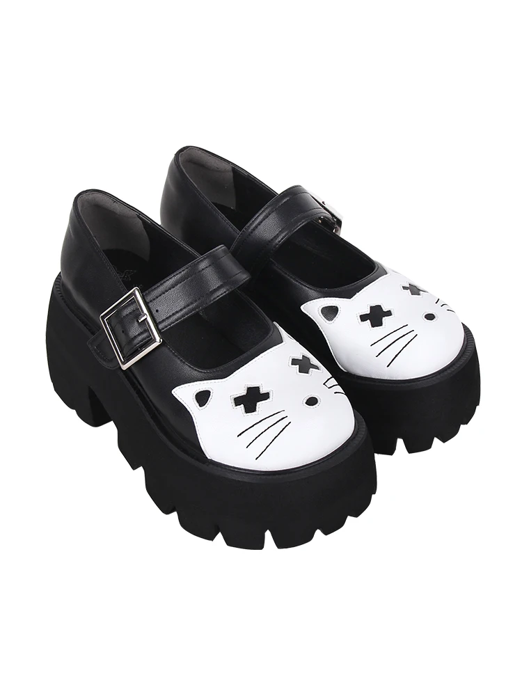 2024 autunno nuovo prodotto Lolita scarpe colorate Cartoon Cat Head suola spessa Lolita scarpe da donna scarpe singole da ragazza retrò giapponese