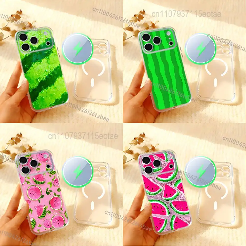 Summer watermelon fruit Frosted Clear Magnetic Case for iPhone 17,16,15,14,13,12,11 Pro,Max,Plus,Mini,Air,E
