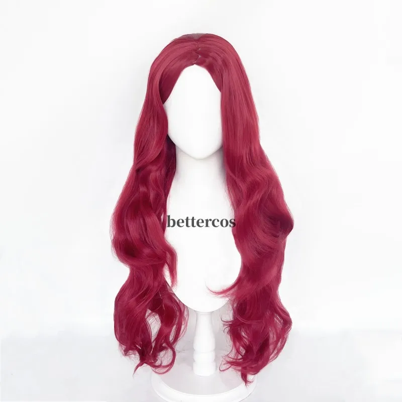 Poison Ivy Cosplay Wigs 70cm Wine Red Long Wavy Heat Resistant Synthetic Hair Wig + Wig Cap