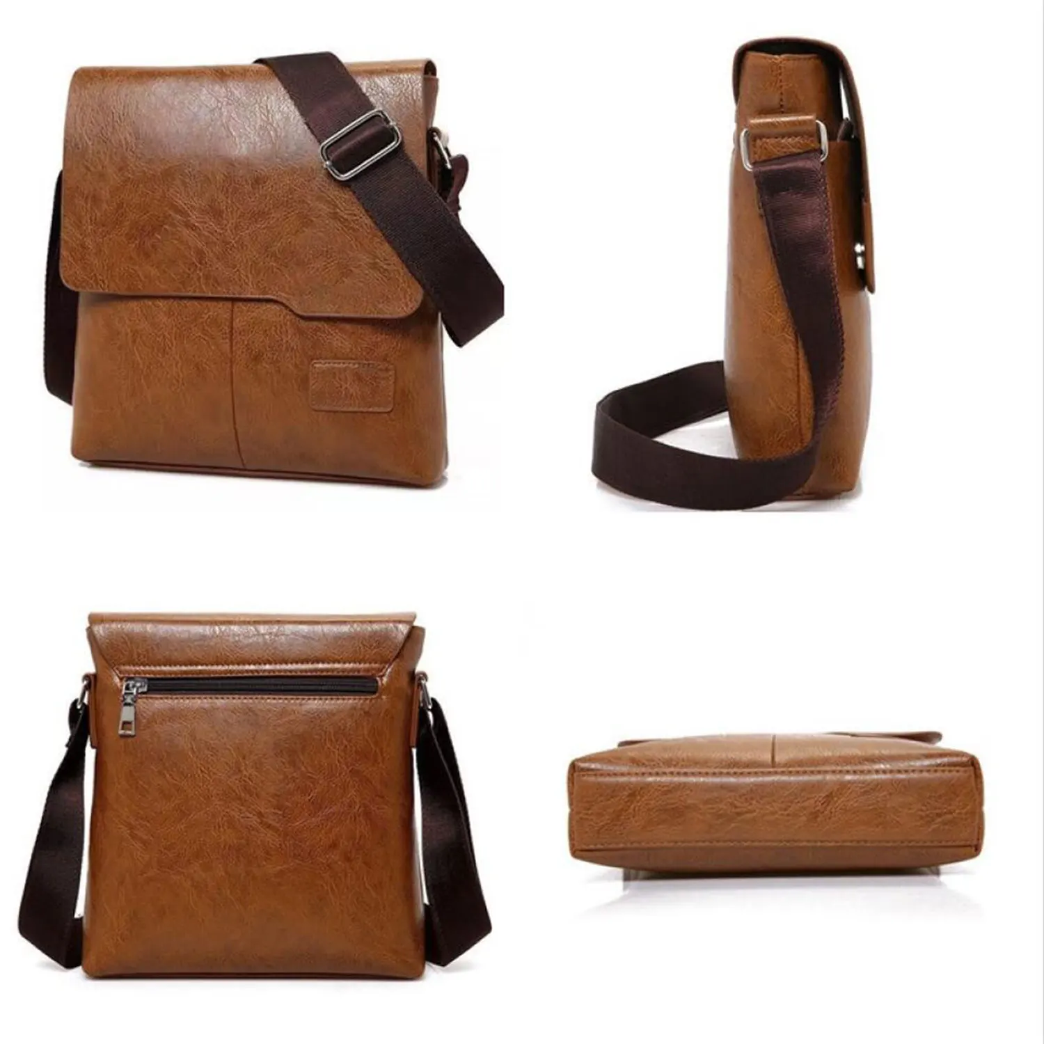 2PCS Single Shoulder Crossbody Bag and the same wallet Small Satchel Simple Casual Bag Large Capacity Soft Leather Bag