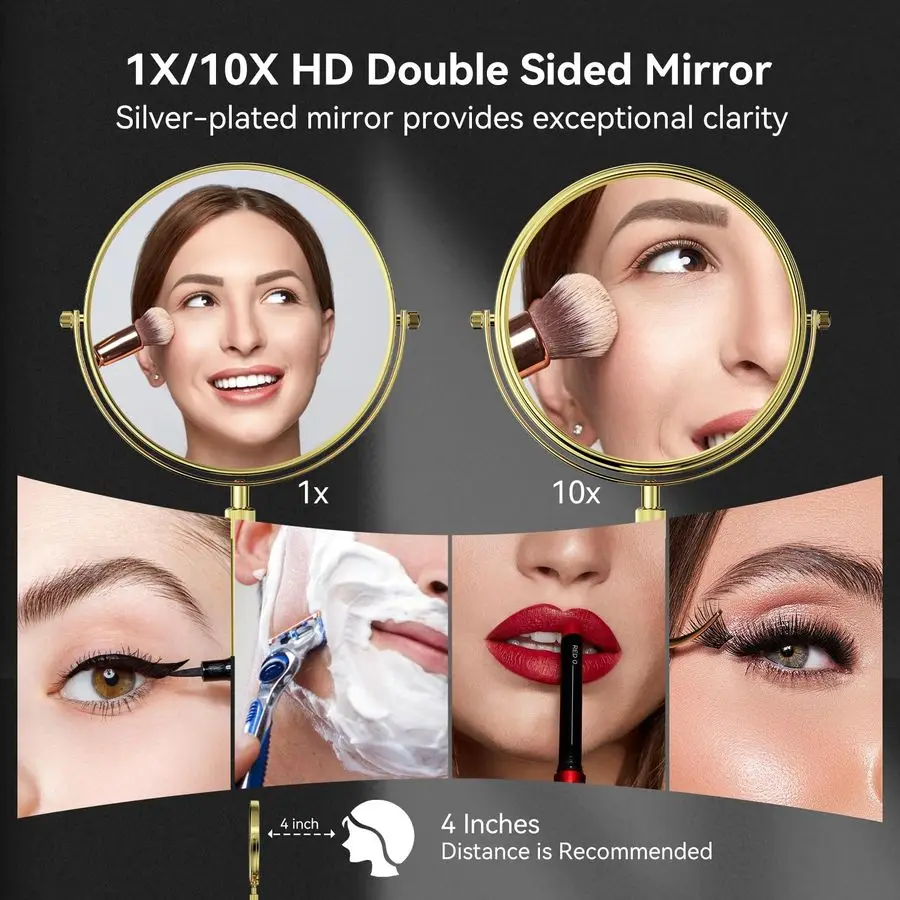 Height Adjustable 1519 Tall Table Mirror, 1X 10X Magnifying Mirror Double Sided for MakeupampShaving, Desk Vanity Mirror Tableto