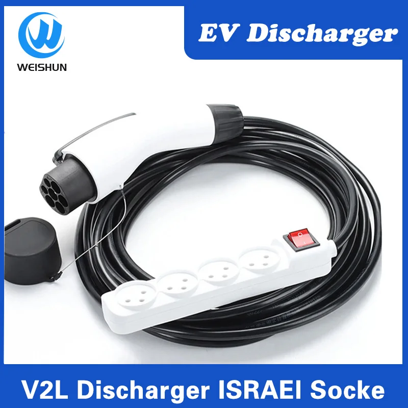 EVSE GBT Type2 Plug lsrael Socket V2L Discharger For Type2 GBT Car EV Cable Support MG BYD Kia Hyundai 16A Discharge V2L Vehicle