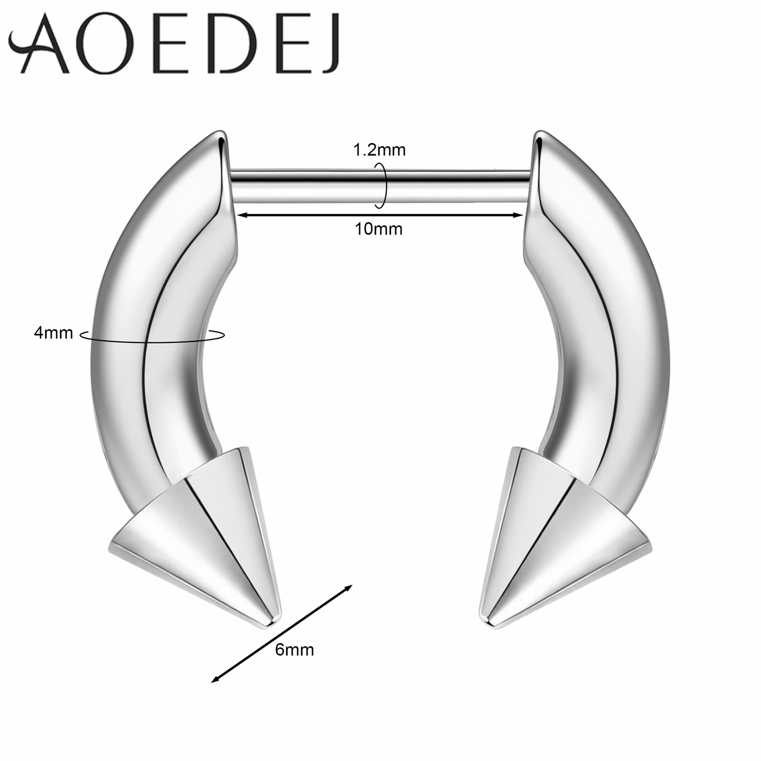 AOEDEJ 1 PC 16G Plug-In-Stil Edelstahl Nasenringe Damen Herren Septum Ring Spike Ox Horn Große Messgeräte Körperpiercings 8/10 MM
