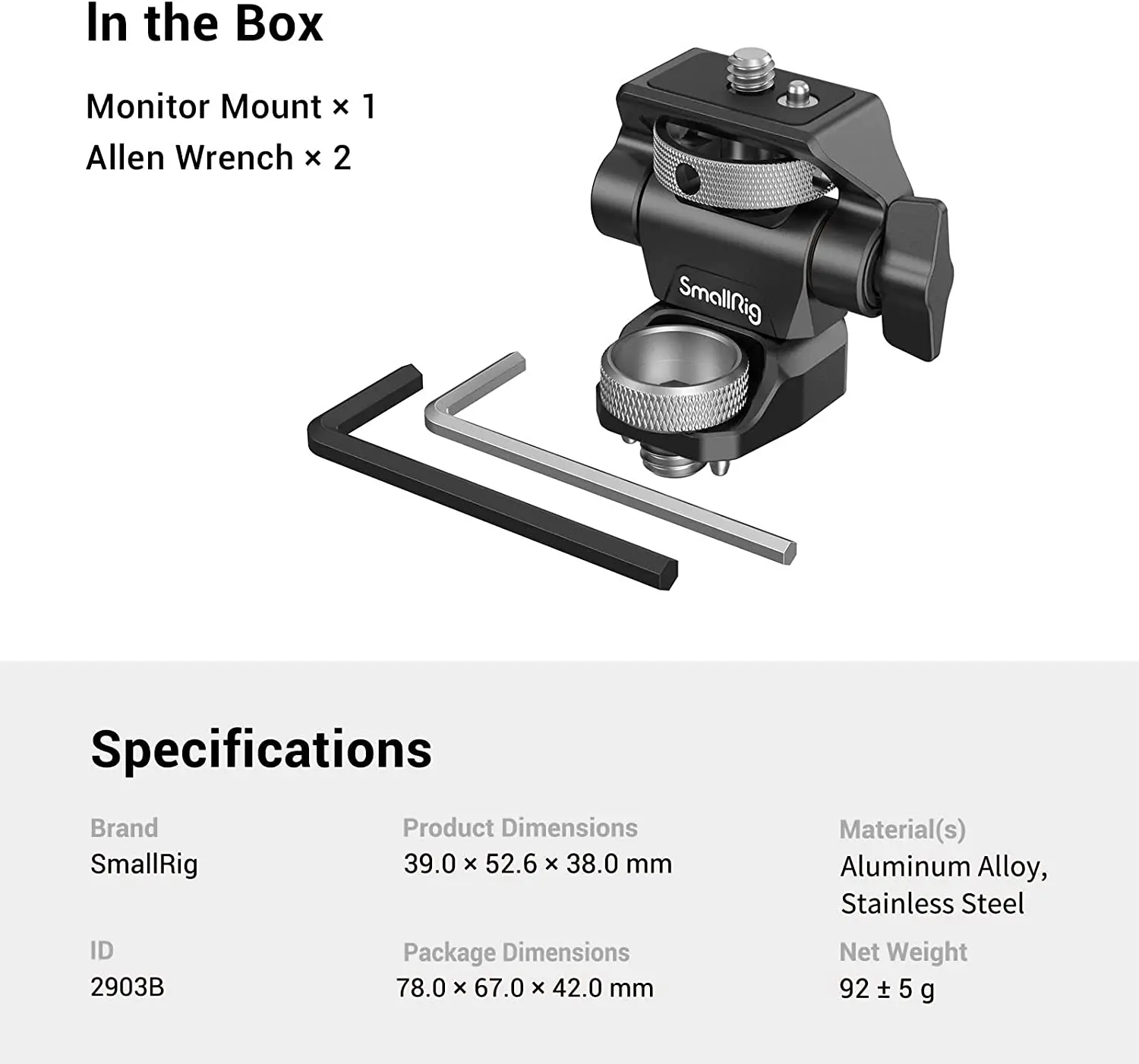 SmallRig Swivel and Tilt Adjustable Monitor Mount with ARRI-Style Mount For SmallHD for Blackmagic Monitor Screen Mount 2903