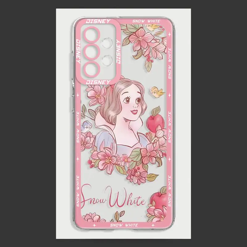 Disney Princesses Flowers phone case for Samsung A55 5G A25 A22 A15 A34 A14 A71 A52 A50 A12 A13 A32 A31 A73 Clear funda Cover