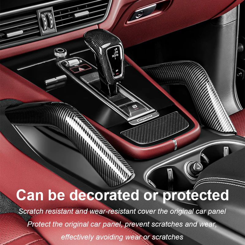 For Porsche Cayenne11-26 Car Door Central Console Armrest Protective Cover Carbon Fiber Look Pull Handle Accessorie ABS Material
