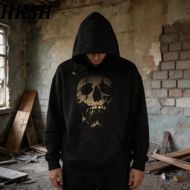 

HKSH Весенне-осенняя новинка: мужская толстовка с принтом Dark Skull Berry, стильная худи в стиле панк, женская ретро-толстовка в уличном стиле, техно-одежда HK21655