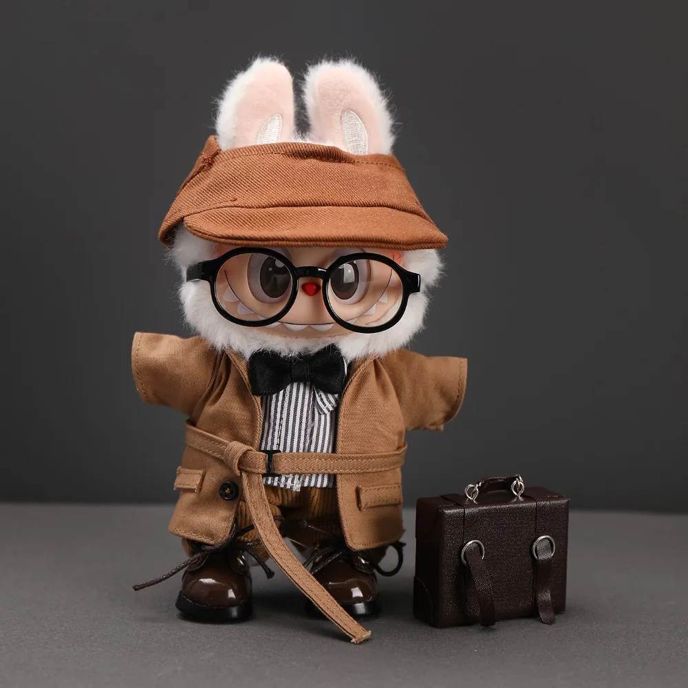 

Only Clothes for 15/17cm Labubu Doll Clothes Detective Windbreaker Ropa Labubu Trendy Suit Doll'S Clothes Outfit Accessories