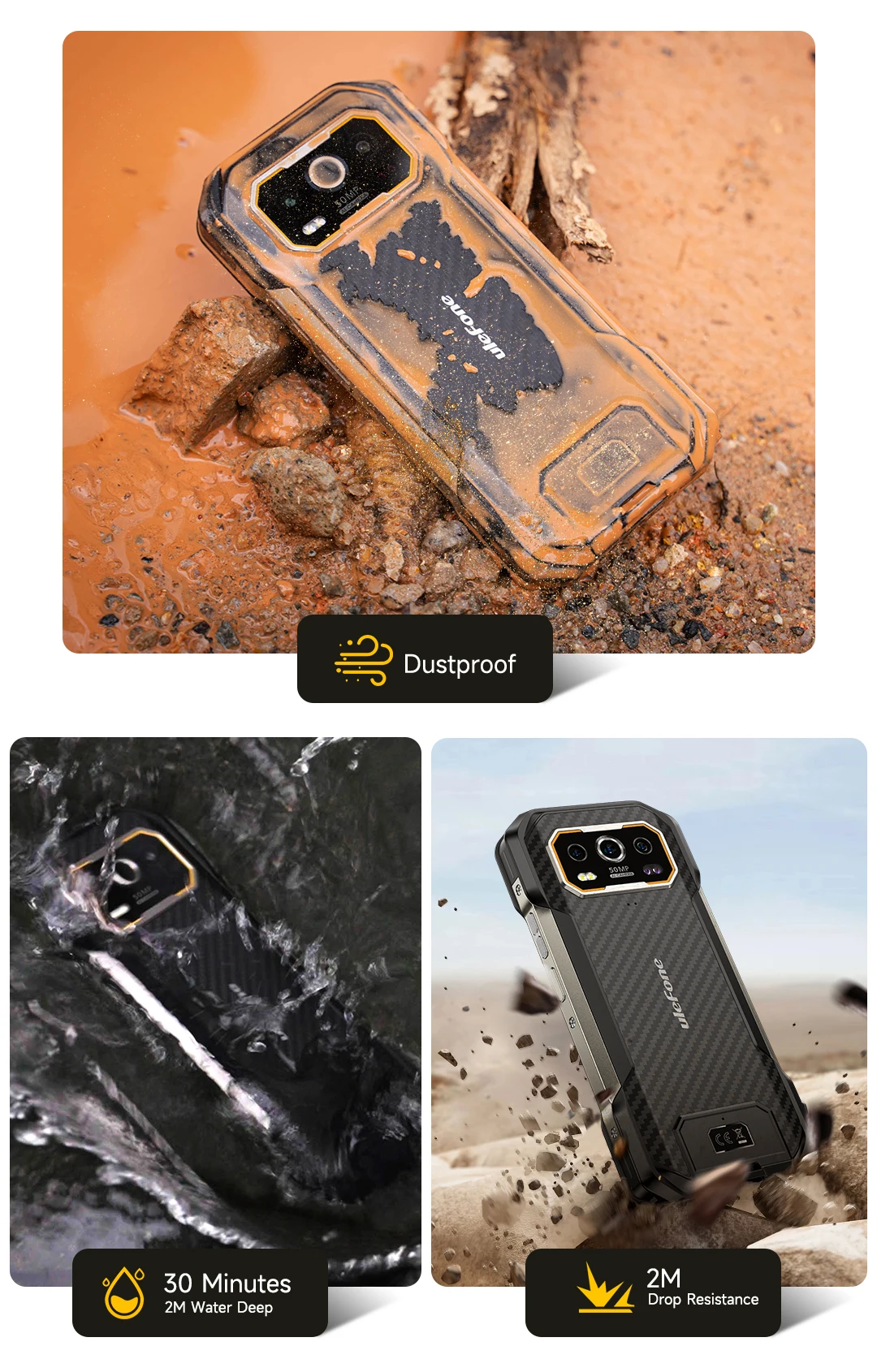 Ulefone Armor 27 4G Rugged Smartphone 64MP Night Vision+50MP+50MP 10600mAh 24GB+256GB Android 15 6.78" 120Hz NFC Global Version