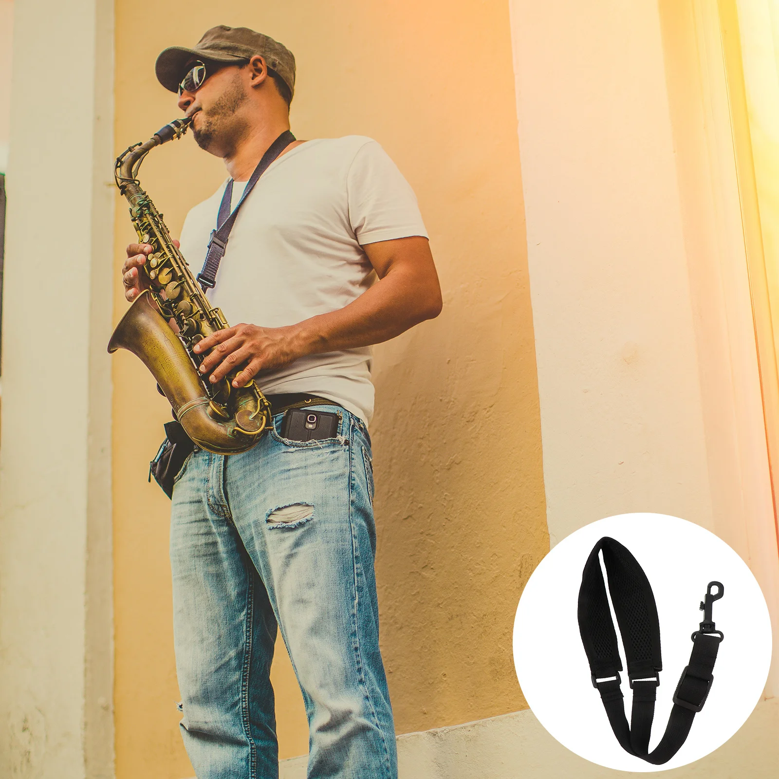 

1Pcs Saxophone Neck Strap Adjustable Cotton Comfortable Breathable Load Bearing Wide Design Sax Harness Saxophone Replacement