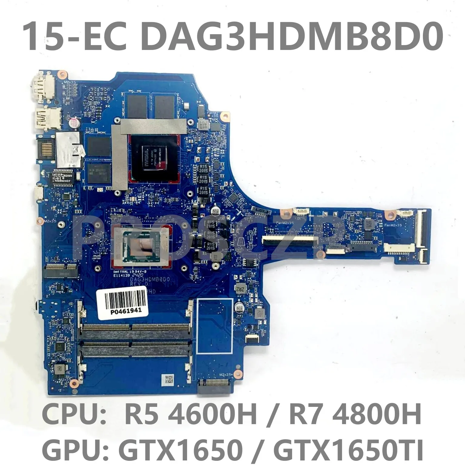 Mainboard DAG3HDMB8D0 With R5 4600H / R7 4800H CPU For HP 15-EC 15Z-EC TPN-Q229 Laptop Motherboard GTX1650 / GTX1650TI 100% Test