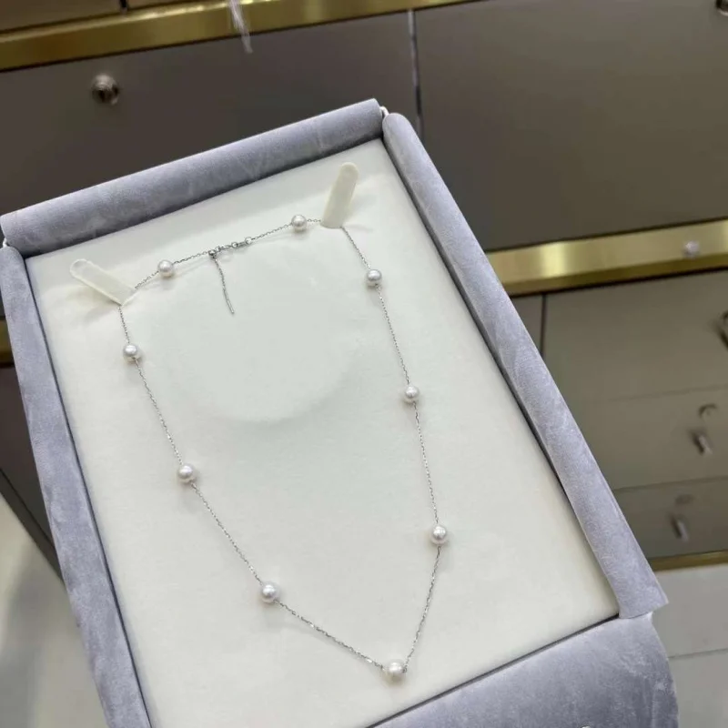 6-7mm natural pearl necklace with starry effect, accessory collarbone or neck