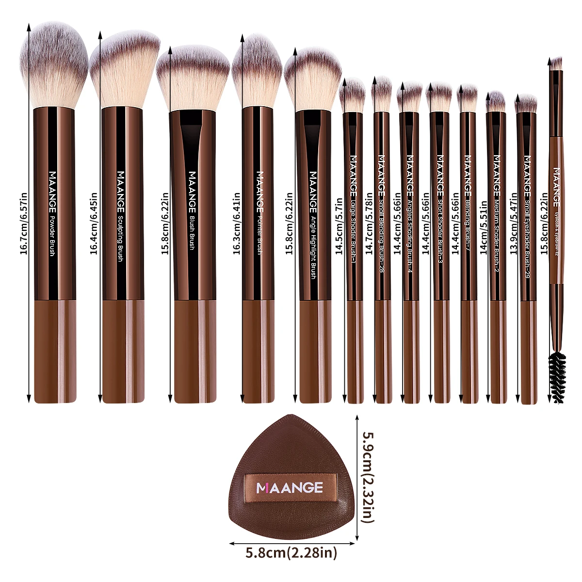 MAANGE 13-teiliges Make-up-Pinsel-Set, weich, flauschig, kosmetisches Puder, Lidschatten, Kabuki-Misch-Make-up-Pinsel mit 2 Luftpolsterquasten