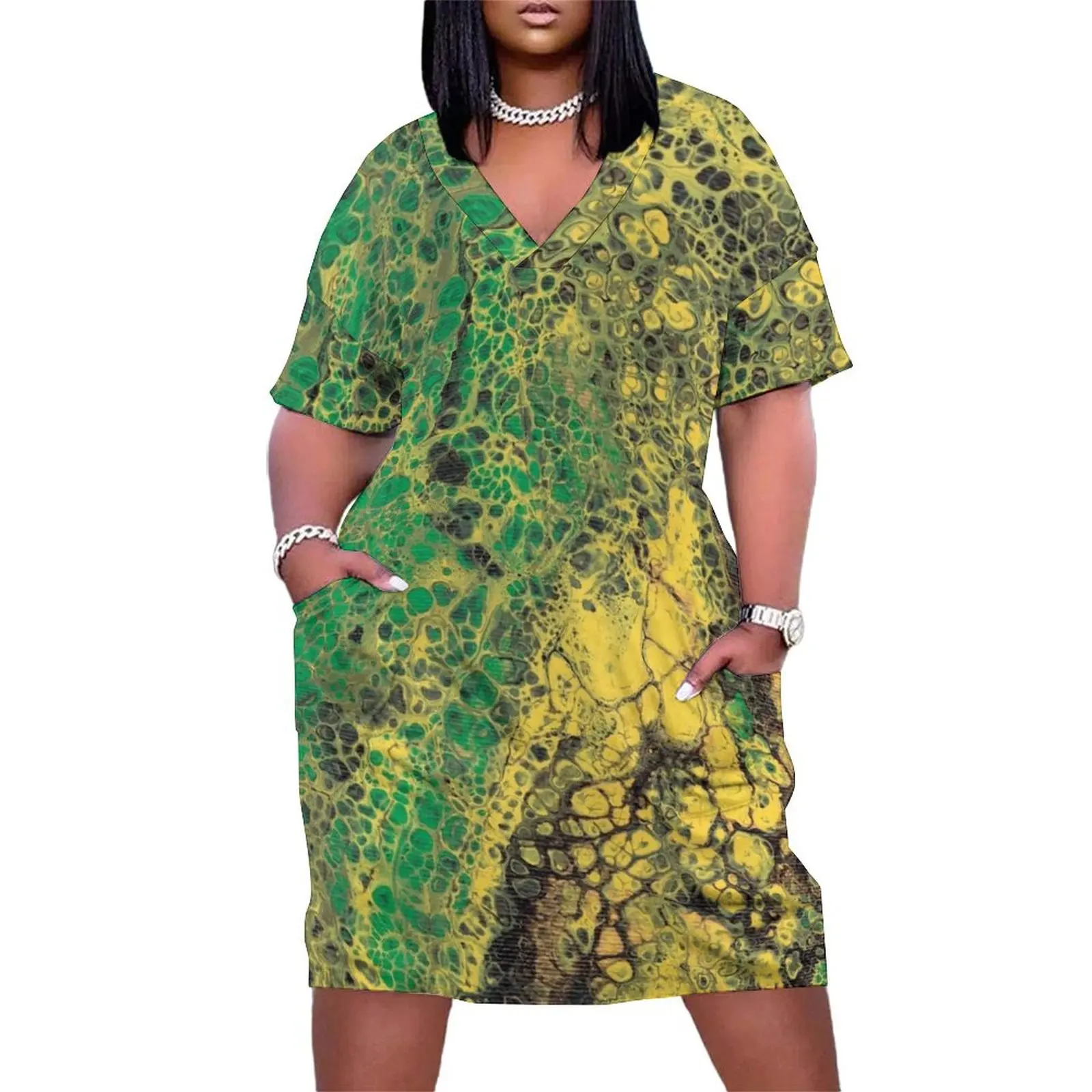 

Jamaica Jamaica Acrylic Pour Loose Pocket Dress birthday dress for women luxury 2025 purple dress