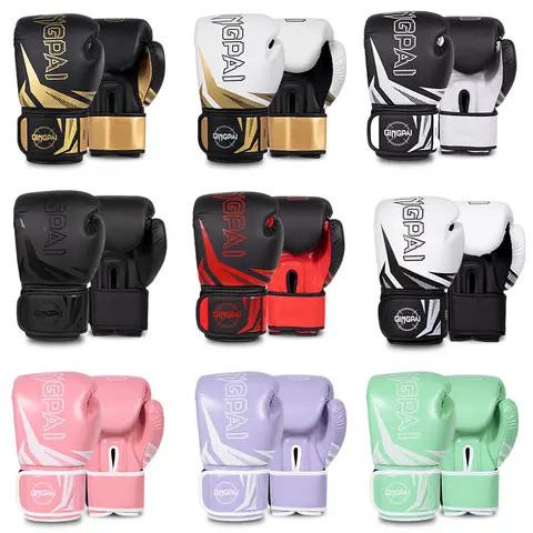 6 8 10 12 14 16 oz boks eldiveni Profesyonel Muay Thai Guantes De Boxeo Ücretsiz Mücadele MMA Kum Torbası Eğitim Eldiven Erkekler Kadınlar Için