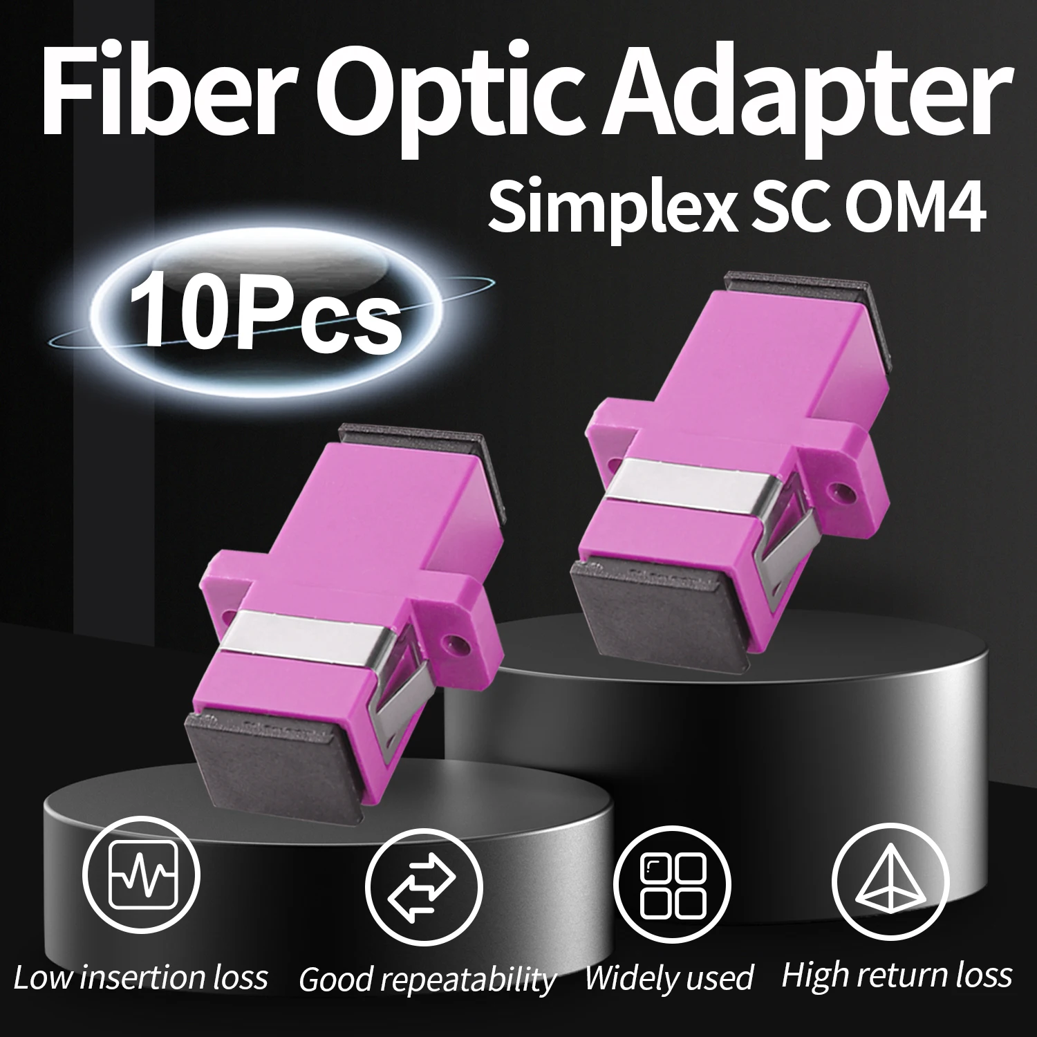 

10 Pcs SC OM4 Multi-Mode Couplers, Simplex Fiber Optical Adapters Cable Connectors MM Flange Ftth