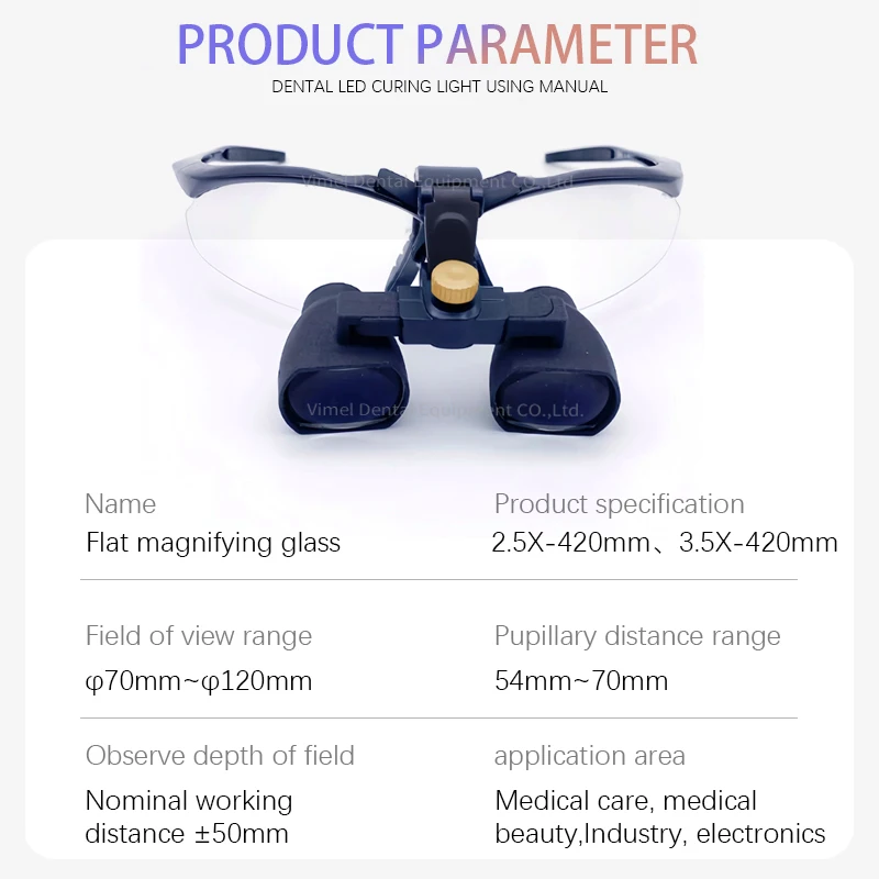 

Dental 2.5X 3.5X Flat Magnifying glass Loupe Binocular Magnifier Working Distance 420mm Dentist Tool