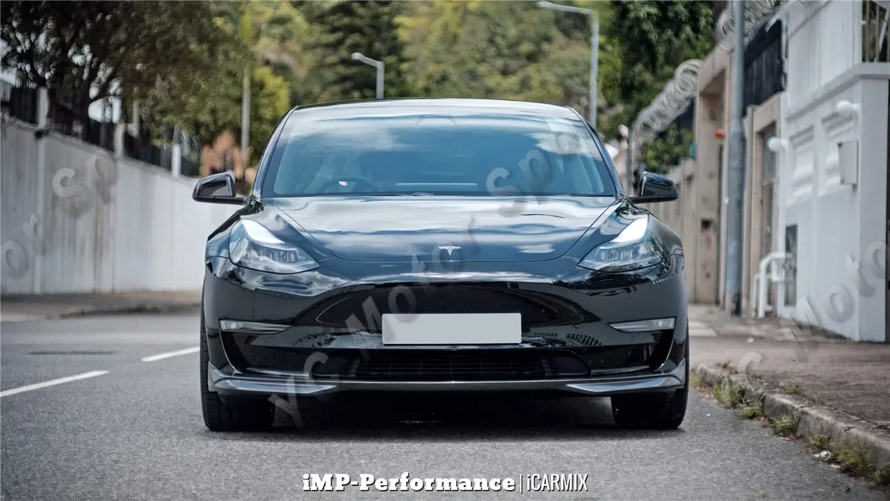 Autozubehör Carbonfaser iMP Performance Style Bodykit passend für Tesla Model 3 ab Baujahr 2017 Bodykit Lippen-Diffusor Seitenschweller