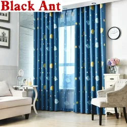 Cartoon Planet Star Blackout Curtain For Kids Boys Bedroom Printed Blue Sheer Voile Window Drapes Blinds T&355#30