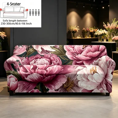 Pink Peony Washable Sofa Cover, Ocean Dolphin Fish Slipcover, Rose Peony Non-Slip Cover, Gold Vine Floral Dust Cover.