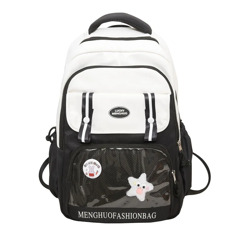 New in Korean Ins Style Nylon Backpack for Women Large Capacity Multi-Pocket College Student Travel Bag Lightweight Unisex