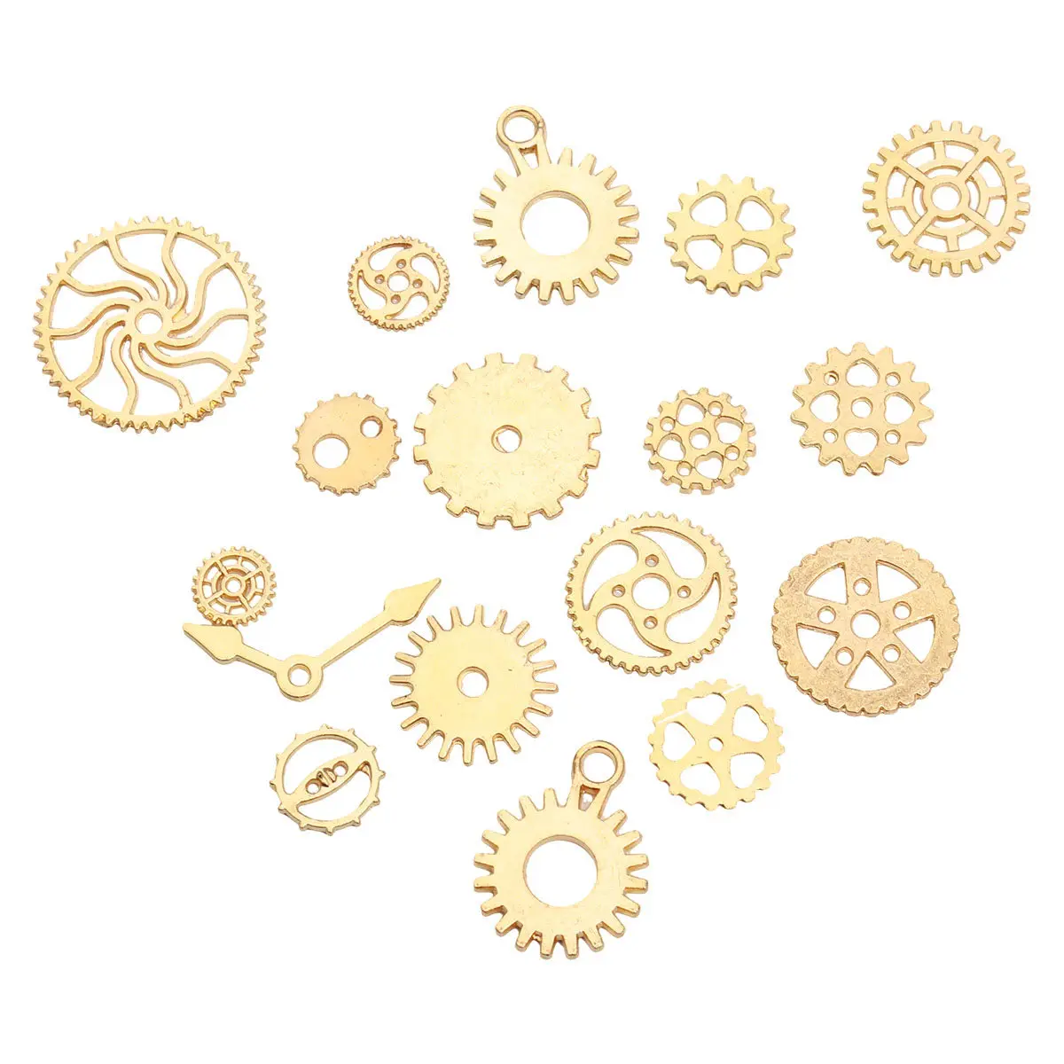 기계식 기어 스팀펑크 합금 펜던트 DIY 액세서리 빈티지 골든 톱니 기어 주얼리 제작용 100그램
