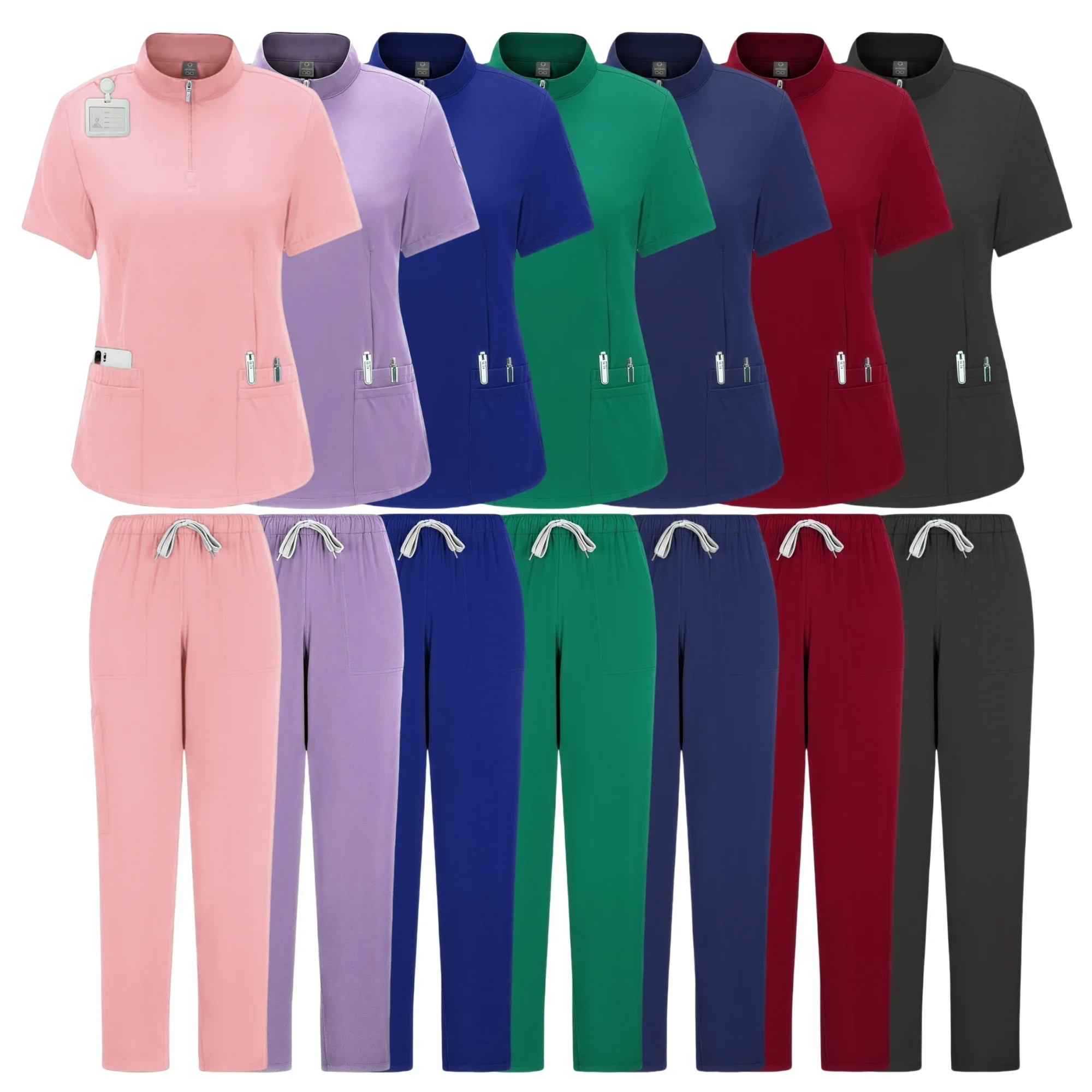 High Quality New Nurse Doctor Sets Scrub Designer Women Uniforms Wholesale Medical Scrubs V-neck Scrub Stylish Salon Spa Uniform