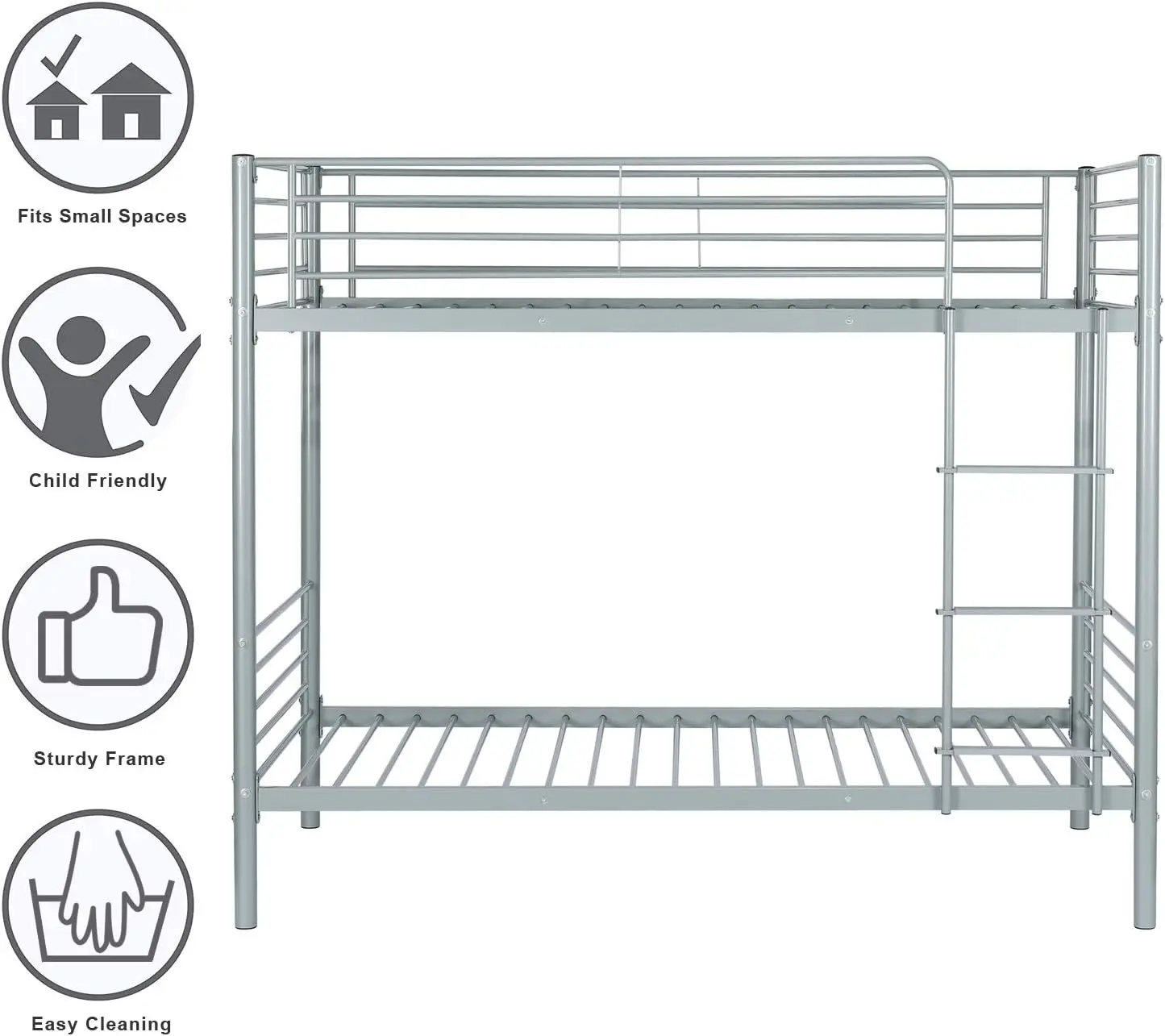 Litera de metal, marcos de cama gemelos sobre dos gemelos para niños, literales con peldaños de escalera plana, literales resistentes para niños/adolescentes/adultos,