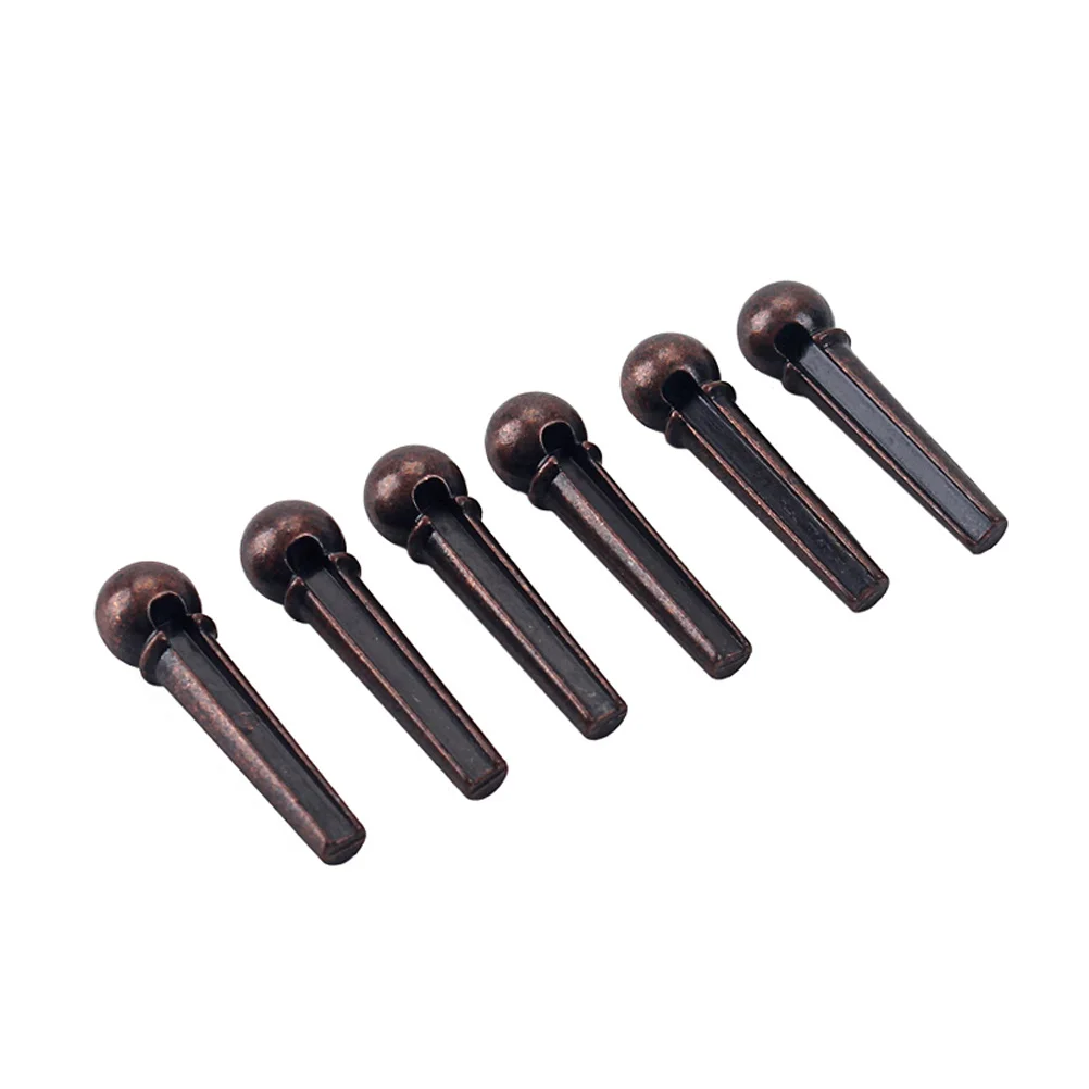 6 pçs pinos de corda de guitarra pinos de ponte de metal de bronze para guitarras folclóricas acústicas substituição forte portamento estável timbre varredura