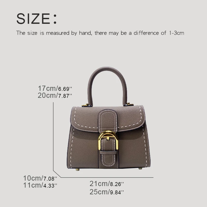 Classic Bags For Women Luxury Designer Handbag And Purse 2024 New In PU Lychee Texture Belt Buckle Stitching Top Handle Shoulder