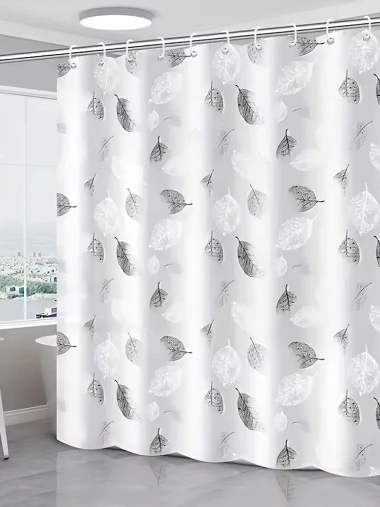 PEVA Bathroom Shower Curtain No Punching Lining Waterproof Bathtub Bathing Cover Plastic Mildew Proof Bath Curtain with Hooks