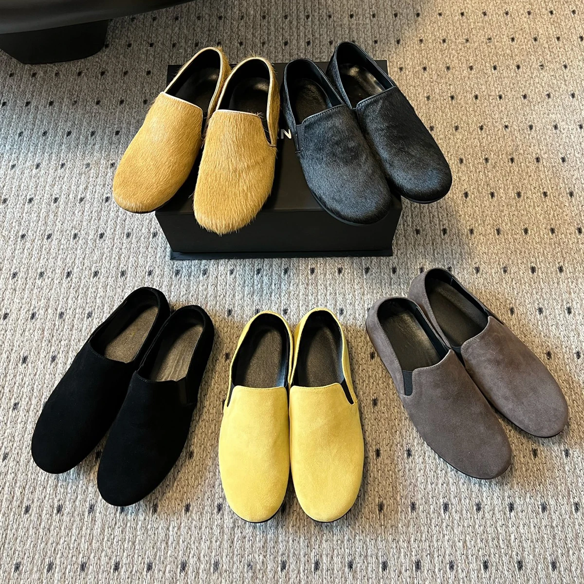 

NIGO Women's Early Autumn New Simple Retro Single Shoes Soft Bottom Fashion Temperament Loafers Horsehair Suede Casual #NGSH1397