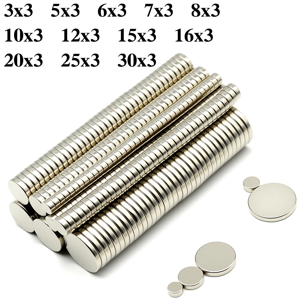 High Strength Round N35 Neodymium Magnet NdFeB Permanent Powerful Fridge Magnets Imanes 3x3 5x3 6x3 8x3 10x3mm