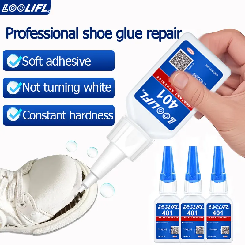 

20ml 401 Super Glue Instant Strong Adhesive Quick-Drying Waterproof Shoe Repair Glue for Leather Rubber Metal Plastic
