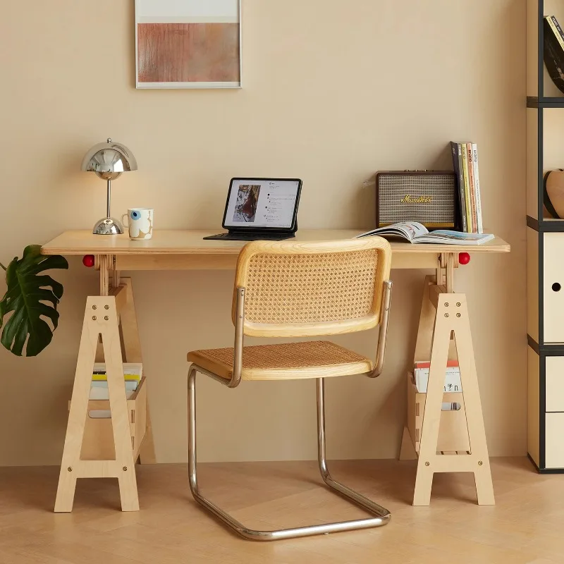 

Small card home ocean board desk solid wood liftable light luxury ins birch high-end desk art table