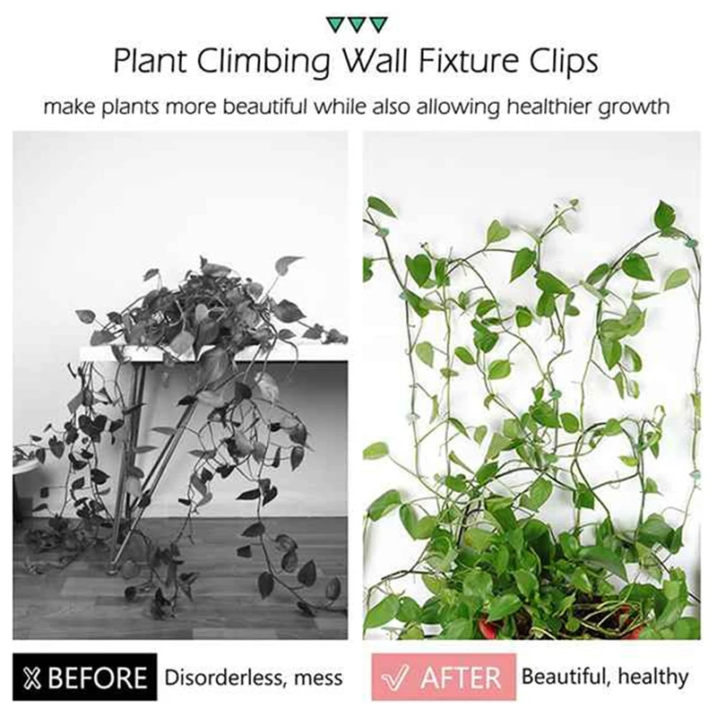 80Pcs Plant Climbing Wall Fixture Clips Plant Fixer Vines Garden Green Leaf Plant Wall Clips Vines Holder For Wall Decor