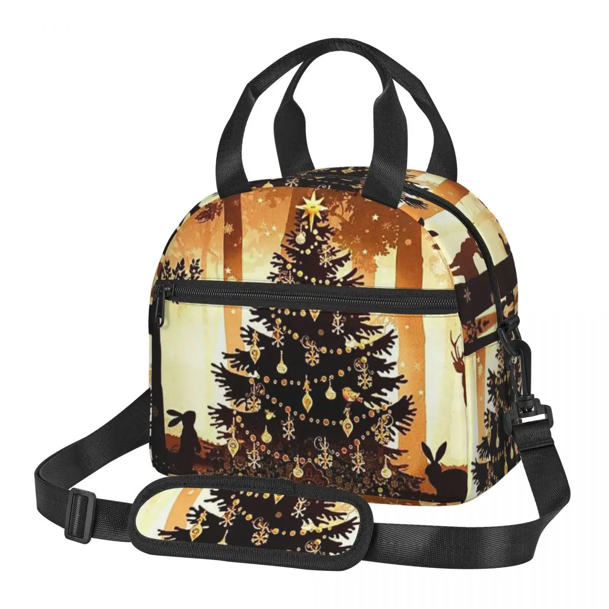 

Merry Christmas and Happy Holidays! Lunch Bags Insulated Bento Box Waterproof Lunch Tote Picnic Bags Cooler Bag for Woman Work