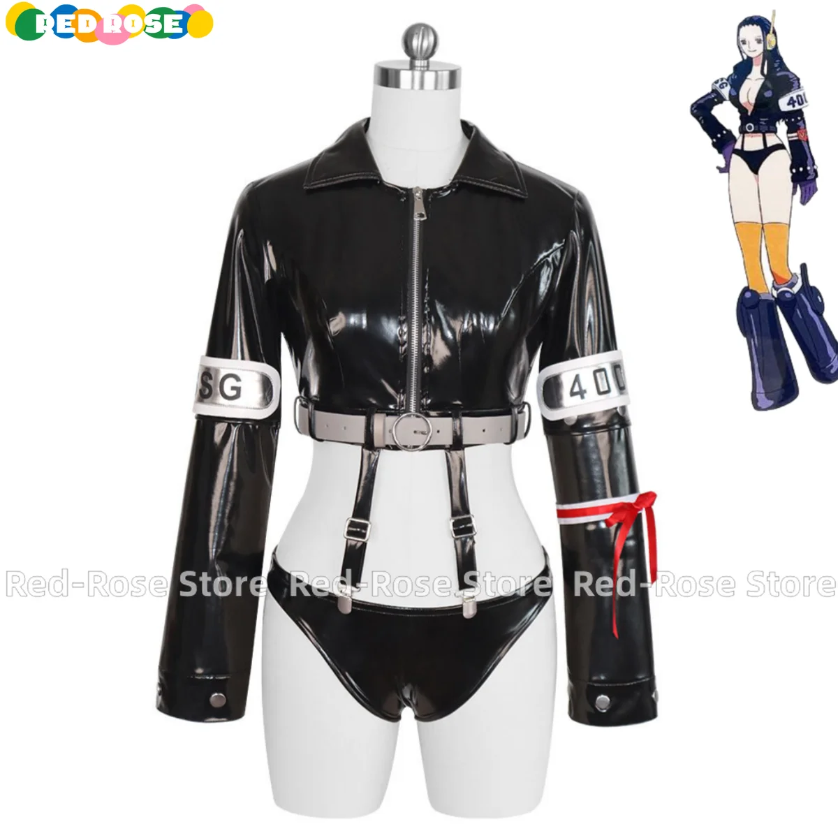 Disfraz de Anime Nico Robin Miss Allsunday para mujer, peluca de fantasía Egghead Island, abrigo de PU negro, pantalones cortos, traje Sexy para fiesta de Carnaval