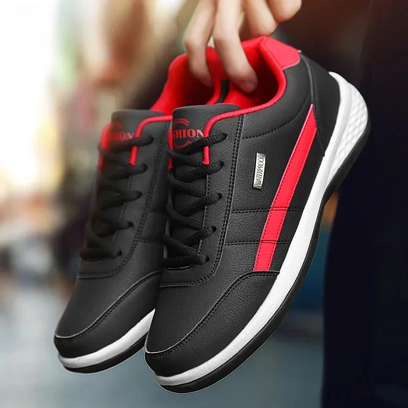 Shoes for Lace Up Footwear Vulcanized Men Leather Sneaker Waterproof Casual Comfortable Men's Sneaker Man Shoe Masculino image 3
