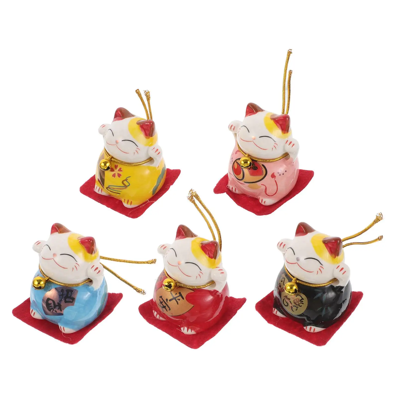

5 Pcs Ceramic Cat Cat Decoration Car Home Decor Ornament Tabletop Adornment Creative Design