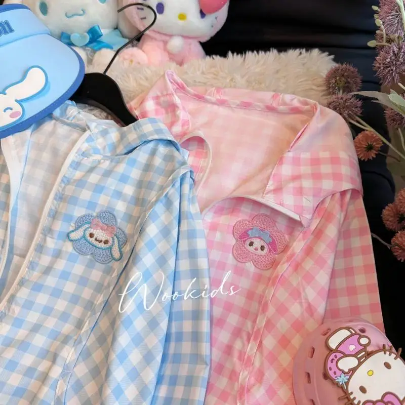 Cinnamoroll dos desenhos animados femininos Jaqueta Protetora Solar, Anime My Melody, Kawaii, Fino, Roupas à Prova de Sol, Encapuzado, Roupas de Verão