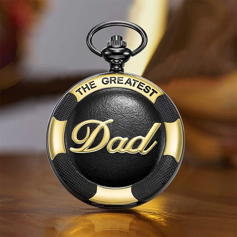 إلى أعظم أب، الخط الروماني الذهبي الأسود سلسلة حزام جيب كوارتز بإصبع دائري هدية لأب أعظم