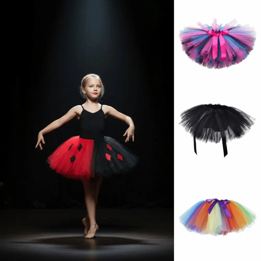 Vestido de tutú de Ballet ultracorto y esponjoso para niña, faldas de Ballet con lazo y payaso para niño, traje de baile de arcoíris, vestido de Cosplay de Lolita para Navidad