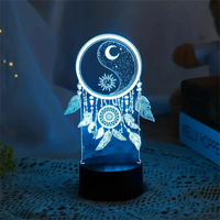 1pc  Dream catcher 3D Night Light, 3D Optical Illusion Lamp With Touch, 7-Color Changing Ambient Light For Bedroom