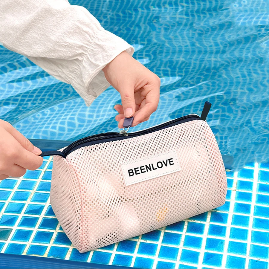 Neue modische Netztasche zum Schwimmen am Strand, Schwimmbrille, Aufbewahrungstasche für Toilettenartikel, tragbare Tasche