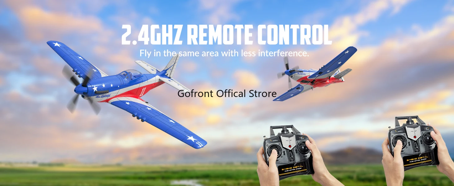 New P51D RC Airplane One-key Aerobatic 2-Ch/4-Ch RC Plane RTF Mustang Aircraft W/Xpilot Stabilization System (761-5 RTF)